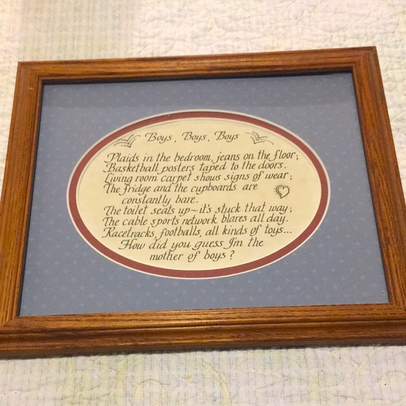 Boys, Boys, Boys A Mother of Boys Poem in wooden picture frame This says it all. - Picture 2 of 6